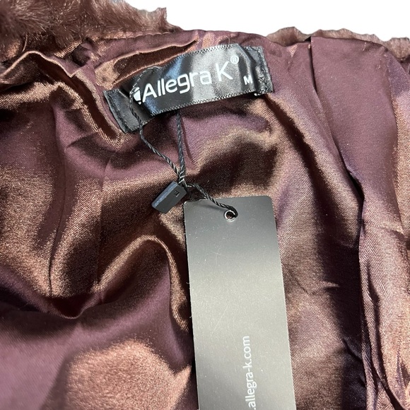 Allegra K NWT Women’s Brown Teddy Jacket Faux Fur Open Front Sz. Medium - Picture 4 of 6